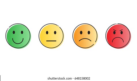 Colorful Smiling Cartoon Face Positive People Emotion Icon Set Vector Illustration