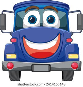 Colorful, smiling cartoon vehicle illustration