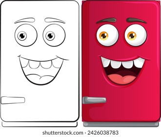 Colorful, smiling fridge characters in vector style