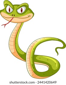 Colorful, smiling snake in a playful vector art style.