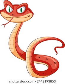 Colorful, smiling snake in a playful vector style.