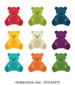 Colorful smiling teddy bears vector