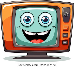 Colorful, smiling television with big eyes and buttons