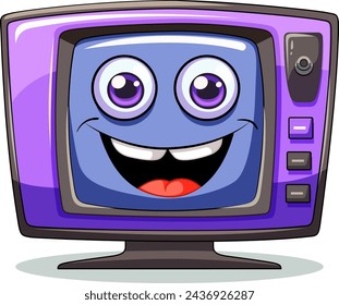 Colorful, smiling TV with playful cartoon eyes