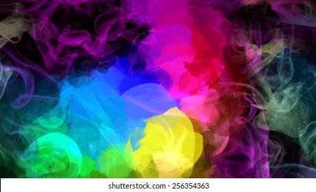 Colorful smoke brush strokes background. Vector version