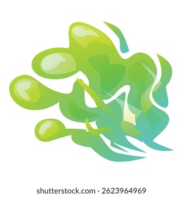 El humo colorido está creando Formas dinámicas con un gradiente de verde a amarillo