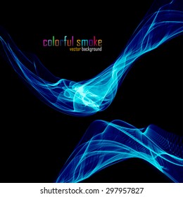 Colorful smoke isolated on black. Vector illustration. Eps 10