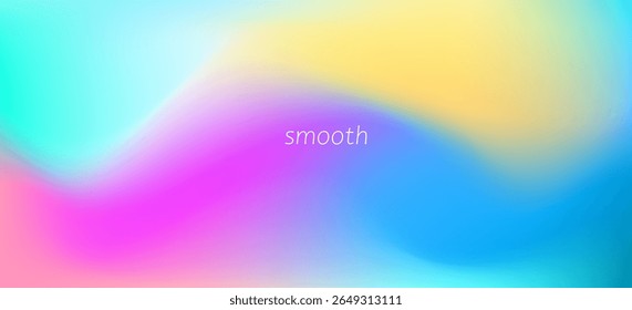 Colorful smooth gradient background with soft waves of yellow, cyan, blue, and pink blending seamlessly. Perfect for abstract design, branding, tech visuals, or creative digital content. Vector EPS10.