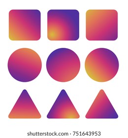 Colorful smooth gradient icons - gradient buttons for social network. Vector illustration