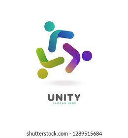 logotipo de unidad de gradiente liso y colorido, personas, social, vector, eps 10