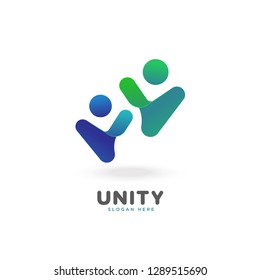 colorful smooth gradient unity logo, people, social, vector, eps 10