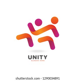 colorful smooth gradient unity logo, people, social, vector, eps 10
