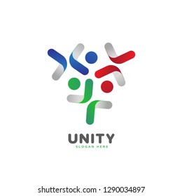 colorful smooth gradient unity logo, people, social, vector, eps 10