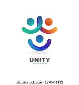 colorful smooth gradient unity logo, people, social, vector, eps 10