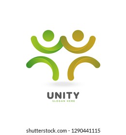 colorful smooth gradient unity logo, people, social, vector, eps 10