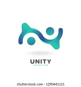 colorful smooth gradient unity logo, people, social, vector, eps 10
