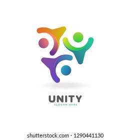 colorful smooth gradient unity logo, people, social, vector, eps 10