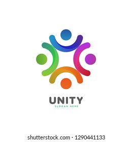 colorful smooth gradient unity logo, people, social, vector, eps 10
