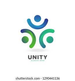 colorful smooth gradient unity logo, people, social, vector, eps 10