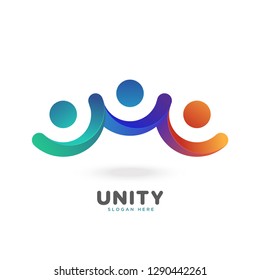 colorful smooth gradient unity logo, people, social, vector, eps 10