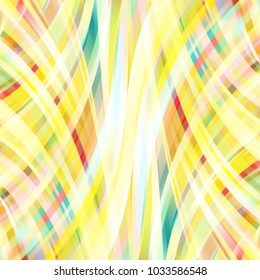 Colorful smooth light lines background. Yellow, white colors. Vector illustration.