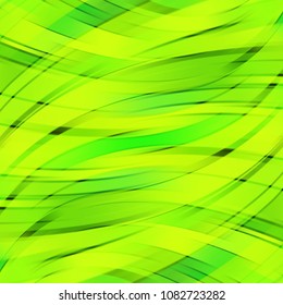 Colorful smooth light lines background. Yellow, green colors. Vector illustration.