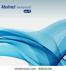 Colorful smooth light lines background. Blue waves on grey gradient background. Vector illustration