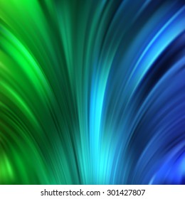 Colorful smooth light lines background. Green, blue colors. Vector illustration