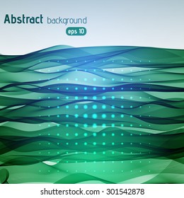 Colorful smooth light lines background. Green, blue colors. Vector illustration