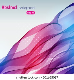 Colorful smooth light lines background. Pink, purple, blue colors. Vector illustration