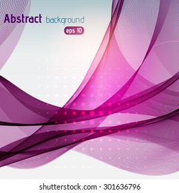 Colorful smooth light lines background. Pink, purple colors. Vector illustration