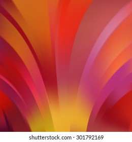 Colorful smooth light lines background. Red, orange,  yellow colors. Vector illustration