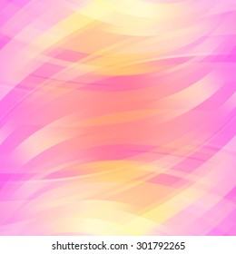 Colorful smooth light lines background. Pink, yellow colors. Vector illustration