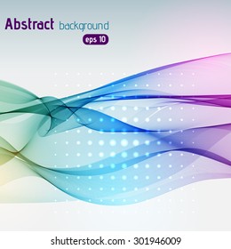 Colorful smooth light lines background. Rainbow-colored. Vector illustration