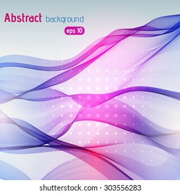 Colorful smooth light lines background. Pink, blue, purple colors. Vector illustration.