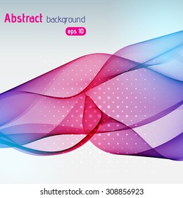 Colorful smooth light lines background. Blue, pink, purple colors. Vector illustration