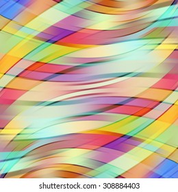 Colorful smooth light lines background. Autumn colors. Blue, red, green colors.  Vector illustration