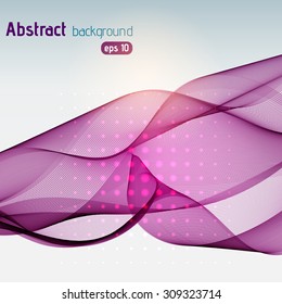 Colorful smooth light lines background. Pink, purple colors. Vector illustration