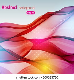 Colorful smooth light lines background. Red, brown, yellow colors. Vector illustration