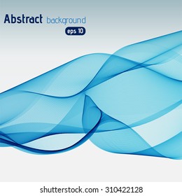 Colorful smooth light lines background. Blue color. Vector illustration