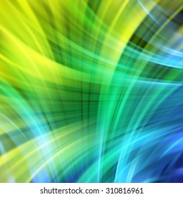 Colorful smooth light lines background. green, yellow, blue colors. Vector illustration