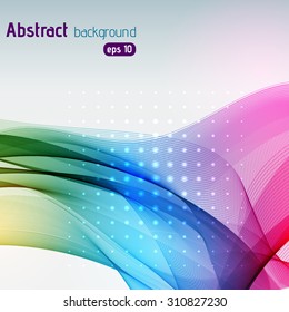 Colorful smooth light lines background. Rainbow colors. Vector illustration