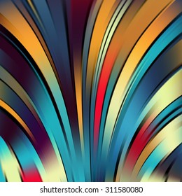 Colorful smooth light lines background. Black, blue, yellow, orange, red colors. Vector illustration