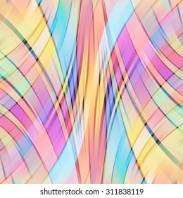 Colorful smooth light lines background. Pastel pink, yellow, blue colors. Vector illustration