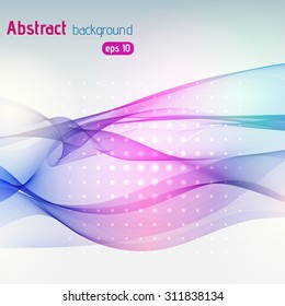 Colorful smooth light lines background. Pink, blue, purple colors. Vector illustration