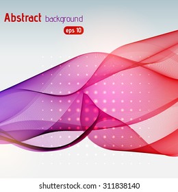 Colorful smooth light lines background. Pink, purple, red colors. Vector illustration