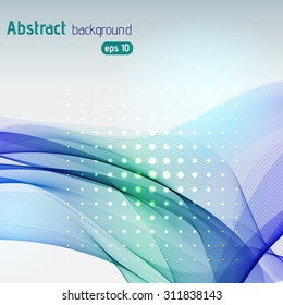 Colorful smooth light lines background. Blue, green colors. Vector illustration