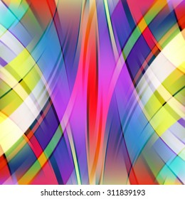 Colorful smooth light lines background. Pink, yellow, blue, green colors. Vector illustration