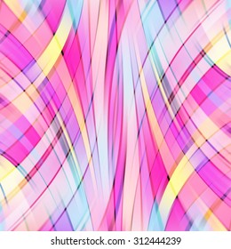 Colorful smooth light lines background. Pink, blue, yellow colors. Vector illustration