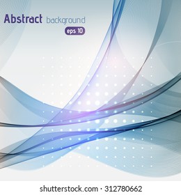 Colorful smooth light lines background. Blue, gray, silver colors. Vector illustration
